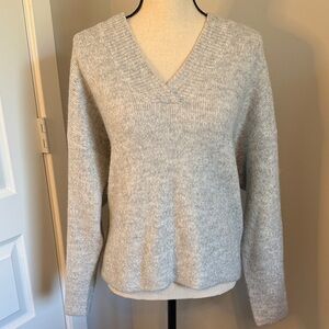 Gray V-Neck Sparkly Sweater